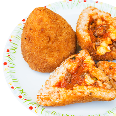 arancini con melanzane-mozzarella di latte di bufala amandara